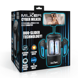 Xr brands Cyber Milker - Stimulerende en Vibrerende Masturbator met Telefoonhouder - Transparant/Zwart (848518056474)