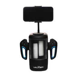 Xr brands Cyber Milker - Stimulerende en Vibrerende Masturbator met Telefoonhouder - Transparant/Zwart (848518056474)