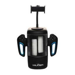 Xr brands Cyber Milker - Stimulerende en Vibrerende Masturbator met Telefoonhouder - Transparant/Zwart (848518056474)