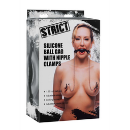 Xr brands Silicone Ball Gag met Nipple Clamps (848518024473)