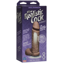 Doc johnson Realistische Cock met Ballen - Verwijderbare Vac-U-Lock Zuignap - ULTRASKYN - 8 / 20 cm - Karamel (782421014322)