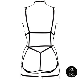 Le désir by shots Bodyharnas met open cups en jarretels - Zwart (8714273043740)