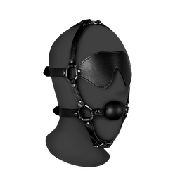 Ouch! by shots Blindfolded Head Harness met Solid Ball Gag - Zwart (8714273050939)