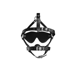 Ouch! by shots Blindfolded Head Harness met Solid Ball Gag - Zwart (8714273050939)