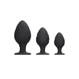 Ouch! by shots Gedraaid Butt Plug Set - Zwart (8714273925664)