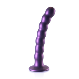 Ouch! by shots Beaded Silicone G-Spot Dildo - 6,5'' / 16,5 cm - Metallic Paars (8714273494825)