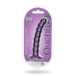 Ouch! by shots Beaded Silicone G-Spot Dildo - 6,5'' / 16,5 cm - Metallic Paars (8714273494825)