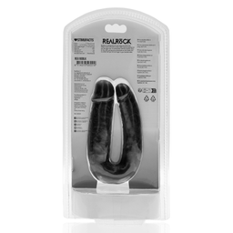 Realrock by shots U Vormige Dubbele Dildo 5 / 12,7 cm - Zwart (8714273505514)