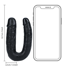 Realrock by shots U Vormige Dubbele Dildo 5 / 12,7 cm - Zwart (8714273505514)