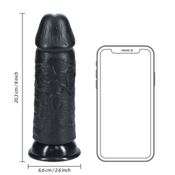 Realrock by shots Extra Dikke Recht zonder Ballen 8 / 20,3 cm - Zwart (8714273505279)