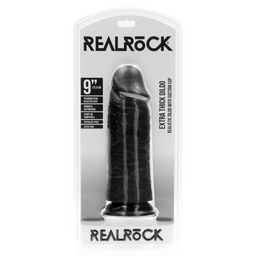 Realrock by shots Extra Dikke Recht zonder Ballen 9 / 23 cm - Zwart (8714273505309)