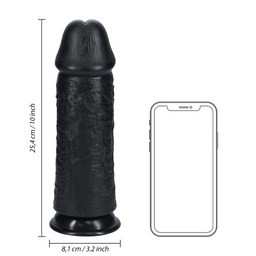 Realrock by shots Extra Dikke Recht zonder Ballen 10 / 25,4 cm - Zwart (8714273505798)