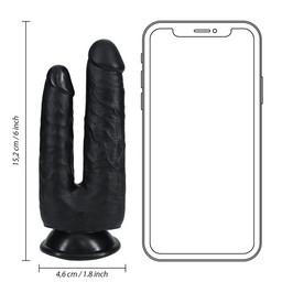 Realrock by shots Double Trouble Dildo 5/6 - 12,7/15,2 cm - Zwart (8714273505361)