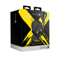 Ouch! by shots Open Mouth Gag Hoofdband met Trechter - Zwart (8714273051073)