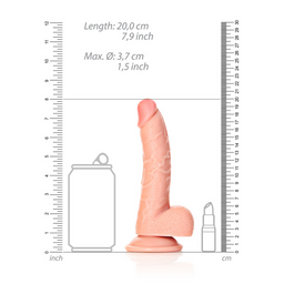 Realrock by shots Gebogen Realistische Dildo met Ballen en Zuignap - 7 / 18 cm (7423522627686)