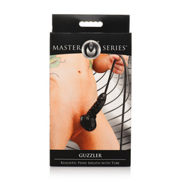 Xr brands Guzzler - Realistische Penis Sheath met Tube - Zwart (848518050427)