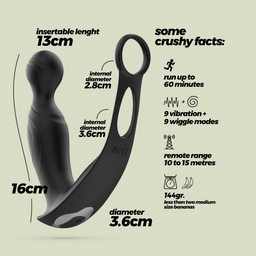Crushious Flamma - Vibrerende Prostaatmassager met Balriem en Cockring - Zwart (7403254161023)