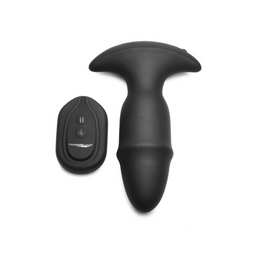 Xr brands Butt Slider - Sliding Ring Silicone Missile Plug - Zwart (848518051660)