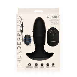 Xr brands Butt Slider - Sliding Ring Silicone Missile Plug - Zwart (848518051660)