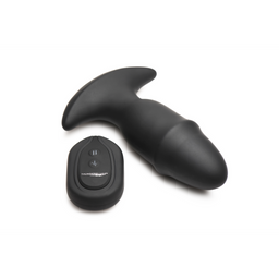 Xr brands Butt Slider - Sliding Ring Silicone Missile Plug - Zwart (848518051660)