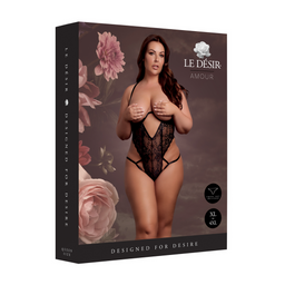 Le désir by shots Body met open cups van kant, beugel en verstelbare schuivers - Zwart (8714273043801)