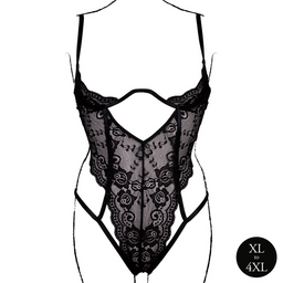 Le désir by shots Body met open cups van kant, beugel en verstelbare schuivers - Zwart (8714273043801)
