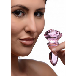 Xr brands Roze Roos - Glazen Butt Plug - Klein (848518042385)
