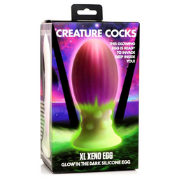Xr brands Xeno Egg - Glow in the Dark - Siliconen Ei - XL - Roze (848518049070)