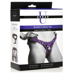 Xr brands Bodice Deluxe - Leren Korset Harnas - Paars (848518051356)