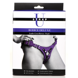 Xr brands Bodice Deluxe - Leren Korset Harnas - Paars (848518051356)