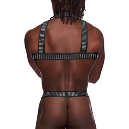 Male power Elastische Harnas met Studs - Eén Maat - Zwart (845830085991)