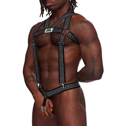Male power Elastische Harnas met Studs - Eén Maat - Zwart (845830085991)