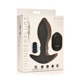 Xr brands Rim Slide - Sliding Ring Silicone Butt Plug - Zwart (848518051653)