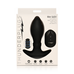 Xr brands Rim Slide - Sliding Ring Silicone Butt Plug - Zwart (848518051653)