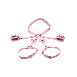 Xr brands Bondage Harness met Strikjes - XL/2XL - Roze (848518049445)