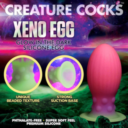 Xr brands Xeno Egg - Glow in the Dark - Silicone Ei - Roze (848518049063)