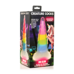 Xr brands UniGlow - Glow-in-the-Dark Regenboog Siliconen Dildo (848518053534)
