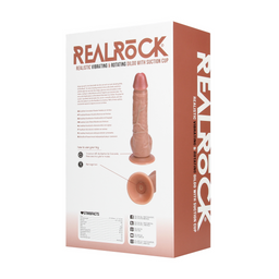 Realrock by shots Vibrerende en Draaiende Rechte Cock met Ballen - 8 / 20,5 cm - Tan (8714273041821)
