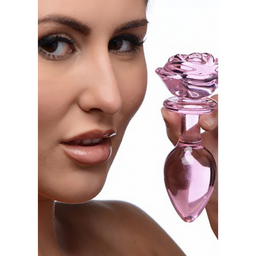 Xr brands Roze Roos - Glazen Butt Plug - Groot (848518042408)