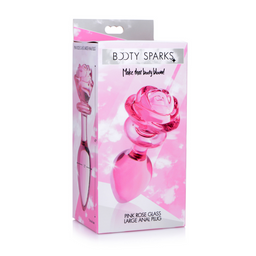 Xr brands Roze Roos - Glazen Butt Plug - Groot (848518042408)