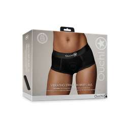Ouch! by shots Vibrerende Strap-on Boxershort - M/L - Zwart (8714273938428)