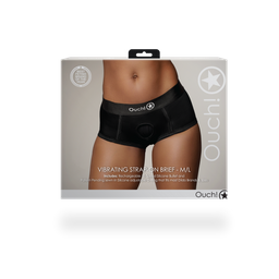 Ouch! by shots Vibrerende Strap-on Boxershort - M/L - Zwart (8714273938428)