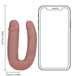 Realrock by shots U Vormige Dubbele Dildo 5 / 12,7 cm - Vlees (8714273505521)
