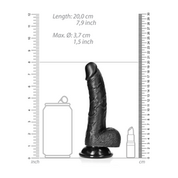 Realrock by shots Gebogen Realistische Dildo met Ballen en Zuignap - 7 / 18 cm (7423522628607)