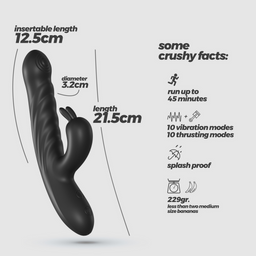 Crushious Lapin - Duwende Konijnen Vibrator - Zwart (7403254159372)
