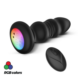 Crushious Australis - Vibrerende en Duwende Anale Plug met LED RGB en Afstandsbediening - Zwart (7403254159532)