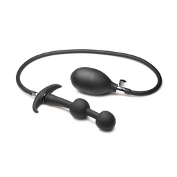 Xr brands Ass Rattler - Gewogen Opblaasbare Siliconen Anale Plug - Zwart (848518052360)