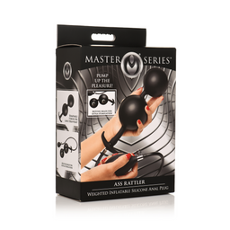 Xr brands Ass Rattler - Gewogen Opblaasbare Siliconen Anale Plug - Zwart (848518052360)