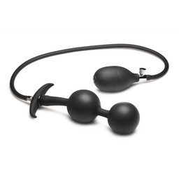 Xr brands Ass Rattler - Gewogen Opblaasbare Siliconen Anale Plug - Zwart (848518052360)