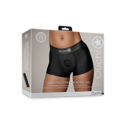 Ouch! by shots Vibrerende Strap-on Boxer - M/L - Zwart (8714273937797)